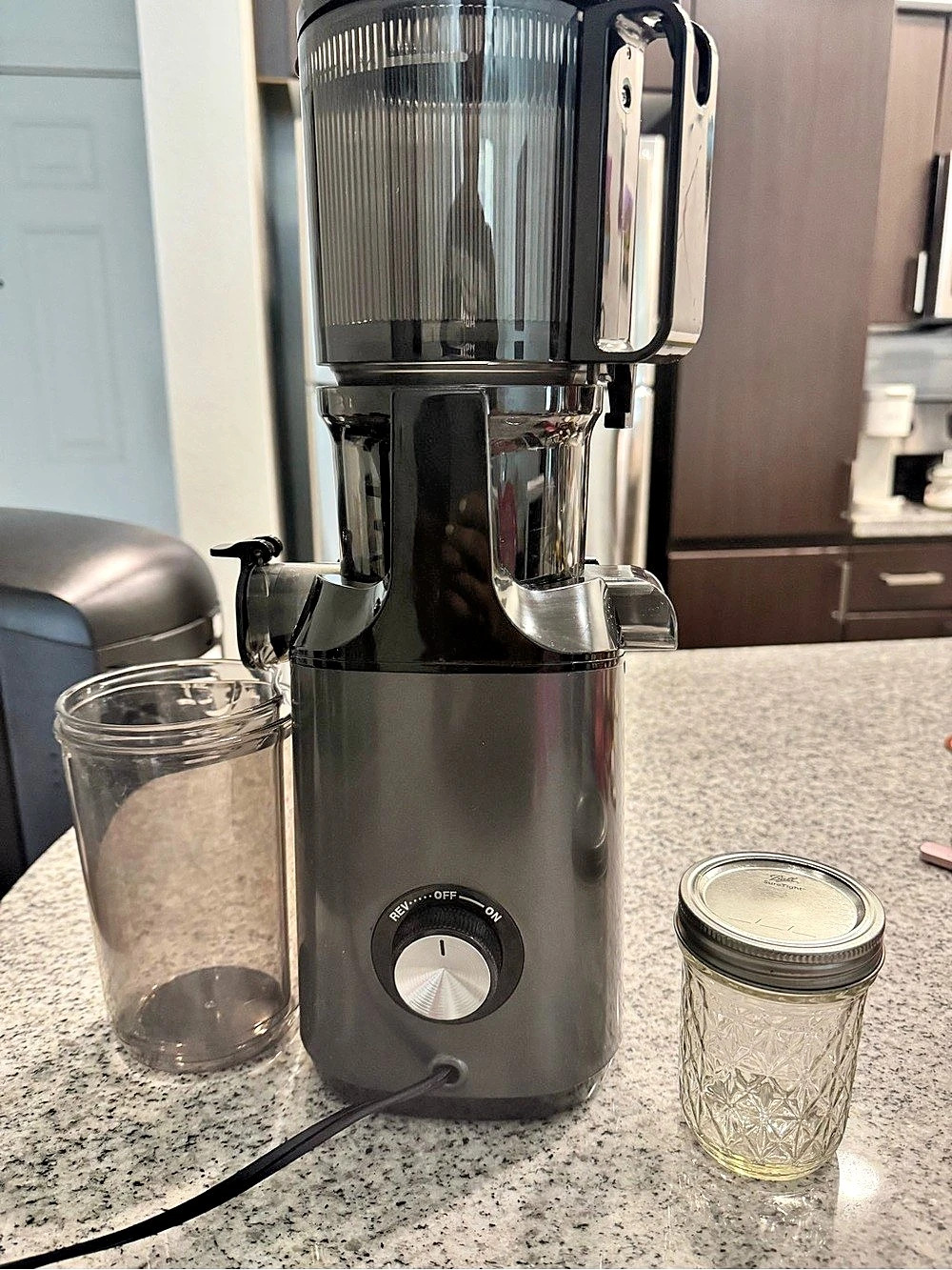 Anybear Cold Press Juicer Machine 200W Masticating Slow Juicer Black & Silver
